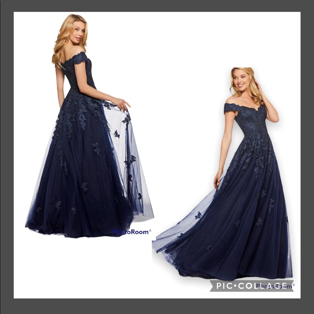 Elizabeth K GLS Formal dress New with Tags Hand Beaded prom party shoulder off